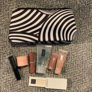 Clinique makeup bag with makeup